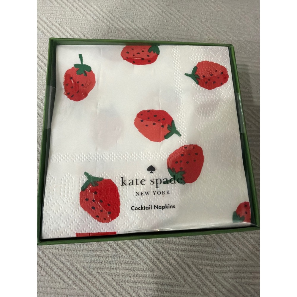 Kate Spade New York Strawberry Cocktail Napkin Set 50 Count Red White 10060126